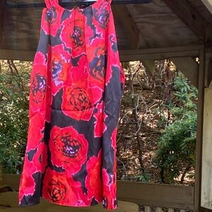 Violet & Claire Red and Black Floral A-Line Skirt